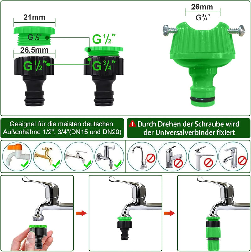 kitway-my Flexibler Gartenschlauch wasserschlauch 100FT/30M, Gartenschlauch 3/4 zoll und 1/2 zoll, m