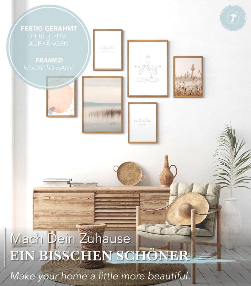 Papierschmiede® Mood Poster Set Yoga, Bilder Set mit Rahmen (Farbe wählbar) Wohnzimmer Deko Modern,