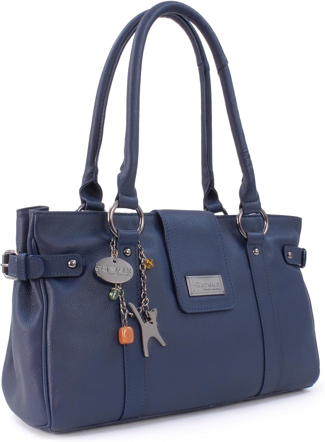 Catwalk Collection Handbags - Leder - Umhängetasche/Handtasche/Schultertasche - MARTINA Blau, Blau