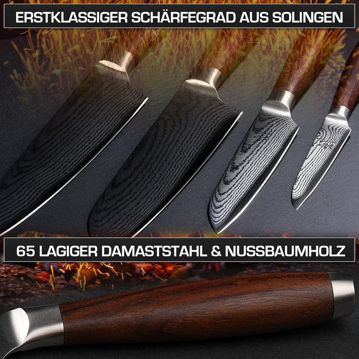 SOLINGEN PREMIUM MYII | Santoku Messer/Damastmesser | Scharfes Profi Küchenmesser, made in Germany,