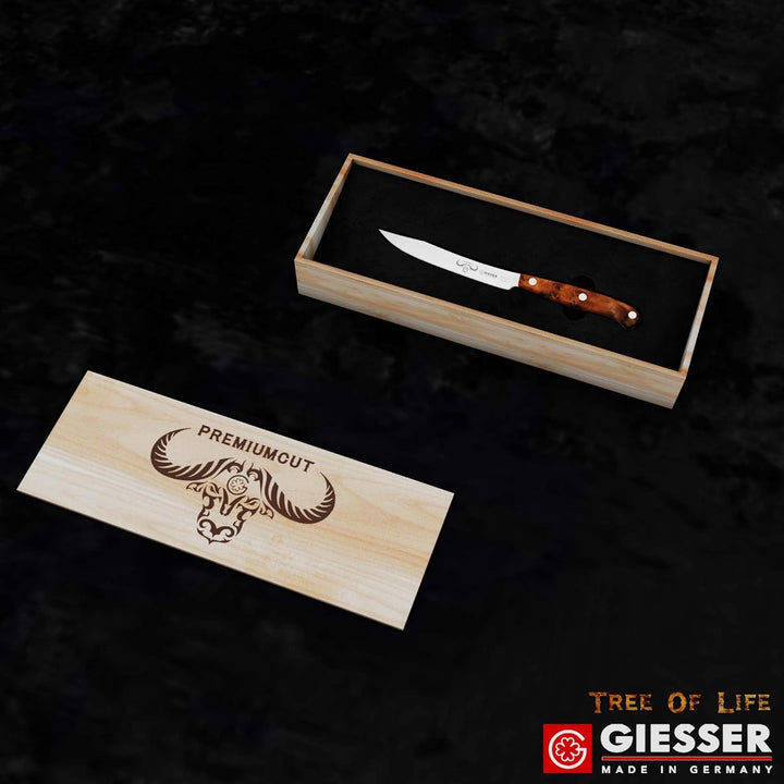 GIESSER seit 1776 - Made in Germany - Steakmesser 12 cm Tree of Life, PremiumCut Steak No 1, Thuja,