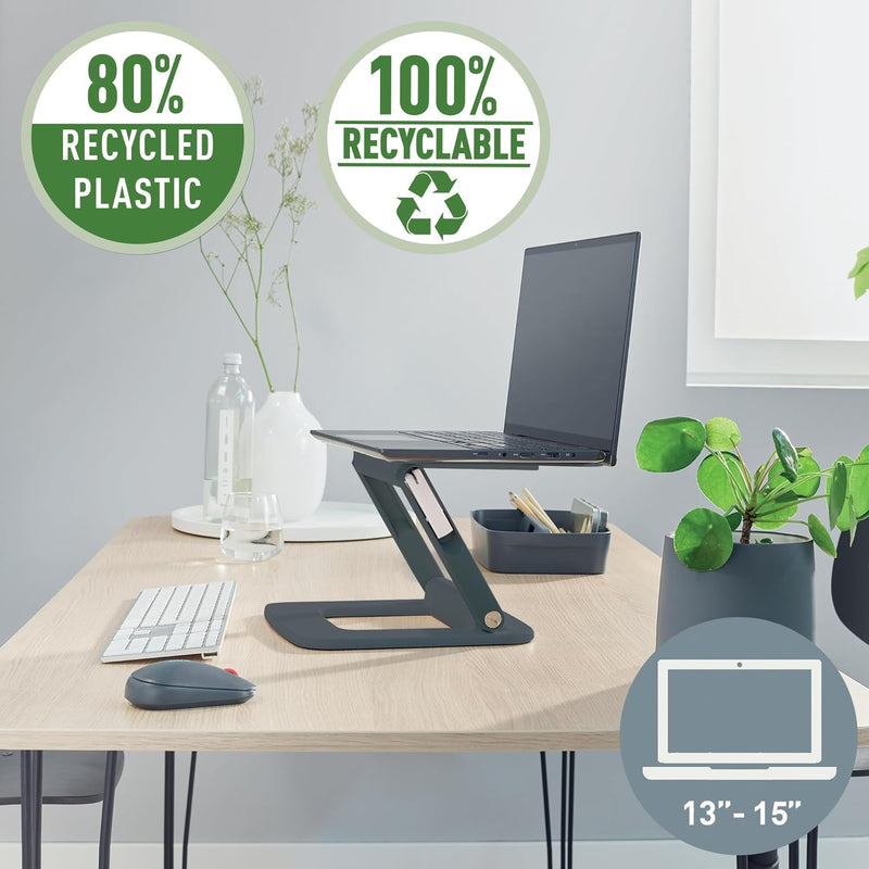 Leitz Ergo höhenverstellbarer Multi-Winkel Laptopständer, für 13“ - 15“ Laptops, 80% recycelter Kuns