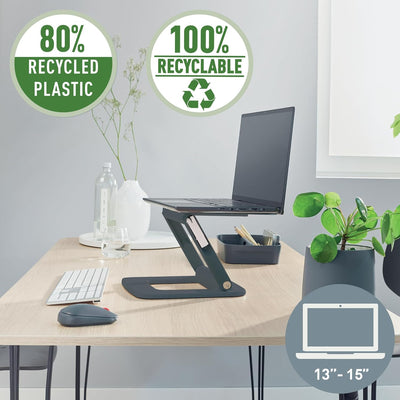 Leitz Ergo höhenverstellbarer Multi-Winkel Laptopständer, für 13“ - 15“ Laptops, 80% recycelter Kuns