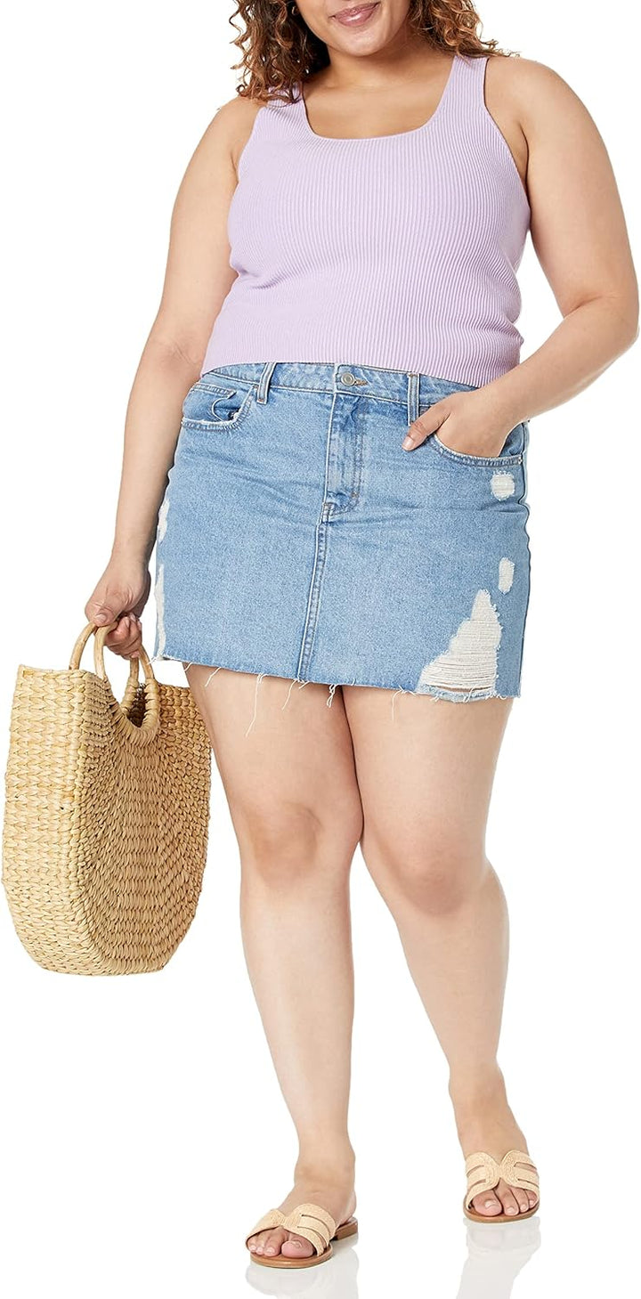 The Drop Jeans-Minirock für Damen, Ansh im Used-Look XXS Mittleres Indigoblau, XXS Mittleres Indigob