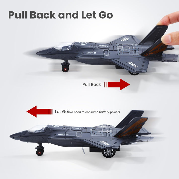 HOLYFUN 2 Packungen Spielzeug Flugzeug für Jungen mit Sound & Licht, Fighter Jet Plane Model Toys, P
