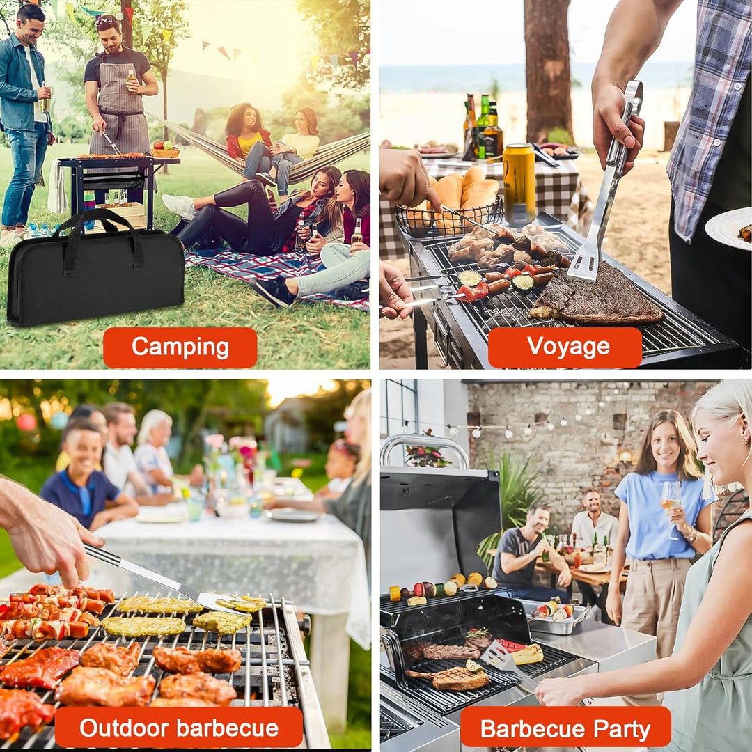 27Pcs Grillzubehör-Set aus Edelstahl, Professionelles Grillbesteck-Set, Grill-Zubehör, mit Aufbewahr