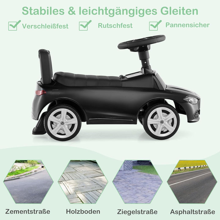 COSTWAY Mercedes-Benz Rutschauto, Rutschfahrzeug mit Stauraum unter dem Sitz, Schiebauto mit Hupe &