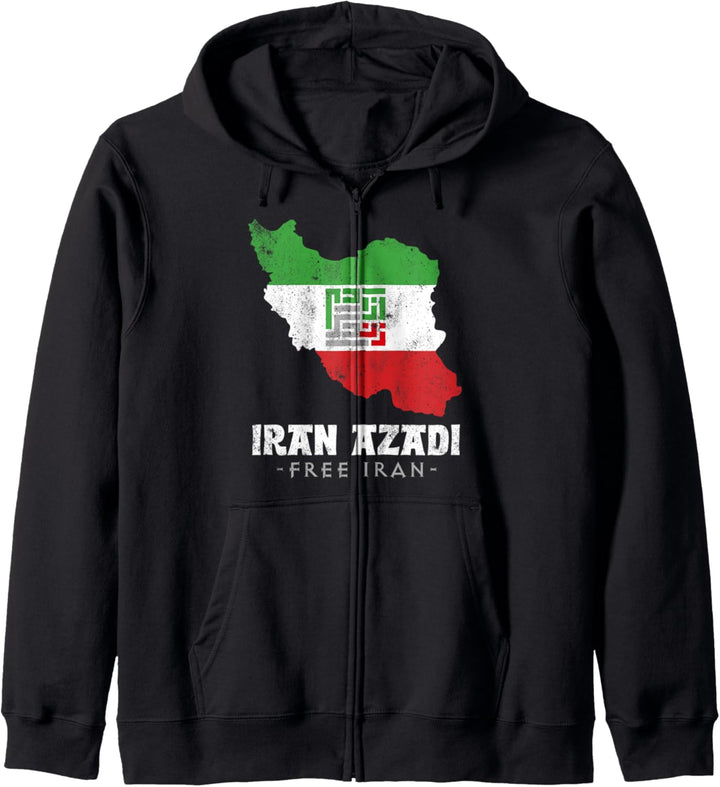 Iranische Flagge, Iran-Karte IRAN AZADI freier Iran, Iran-Revolution Kapuzenjacke