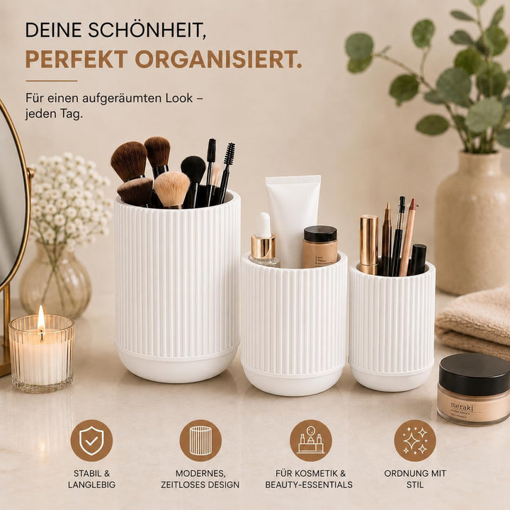 CABU Stiftehalter Weiss 3er Set – Minimalistischer Schreibtisch Organizer – Multifunktionaler Stifte