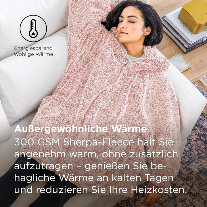 BEDSURE Hoodie Decke mit Ärmeln-Sherpa Kuscheldecke mit Ärmeln Kuschelpullover Tragbare Decke Hoodie