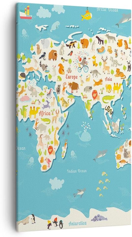 Bilder auf Leinwand Geographie Globus Grafik Illustration Leinwandbild mit Rahmen 45x80cm Wandbilder