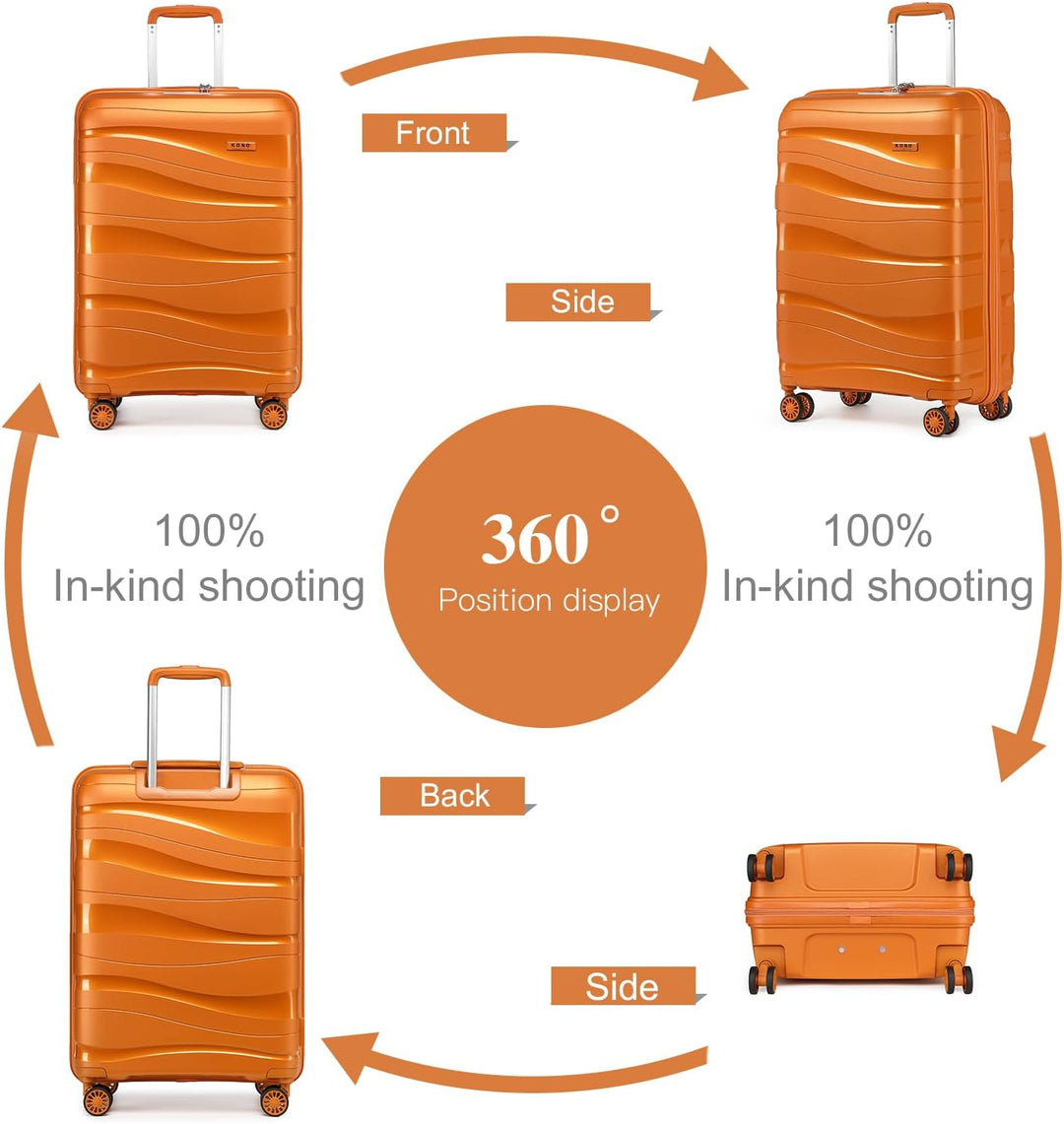 KONO Koffer Trolley 55cm Reisekoffer Set Leicht Hartschalenkoffer mit TSA Schloss Zwillingsrollen Ro
