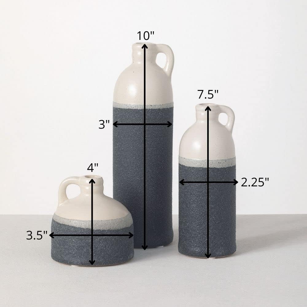 Sullivans Modern Farmhouse CM2945 Keramikkännchen, zweifarbig, Schwarz und Weiss, 3 Stück, 10,2 cm,