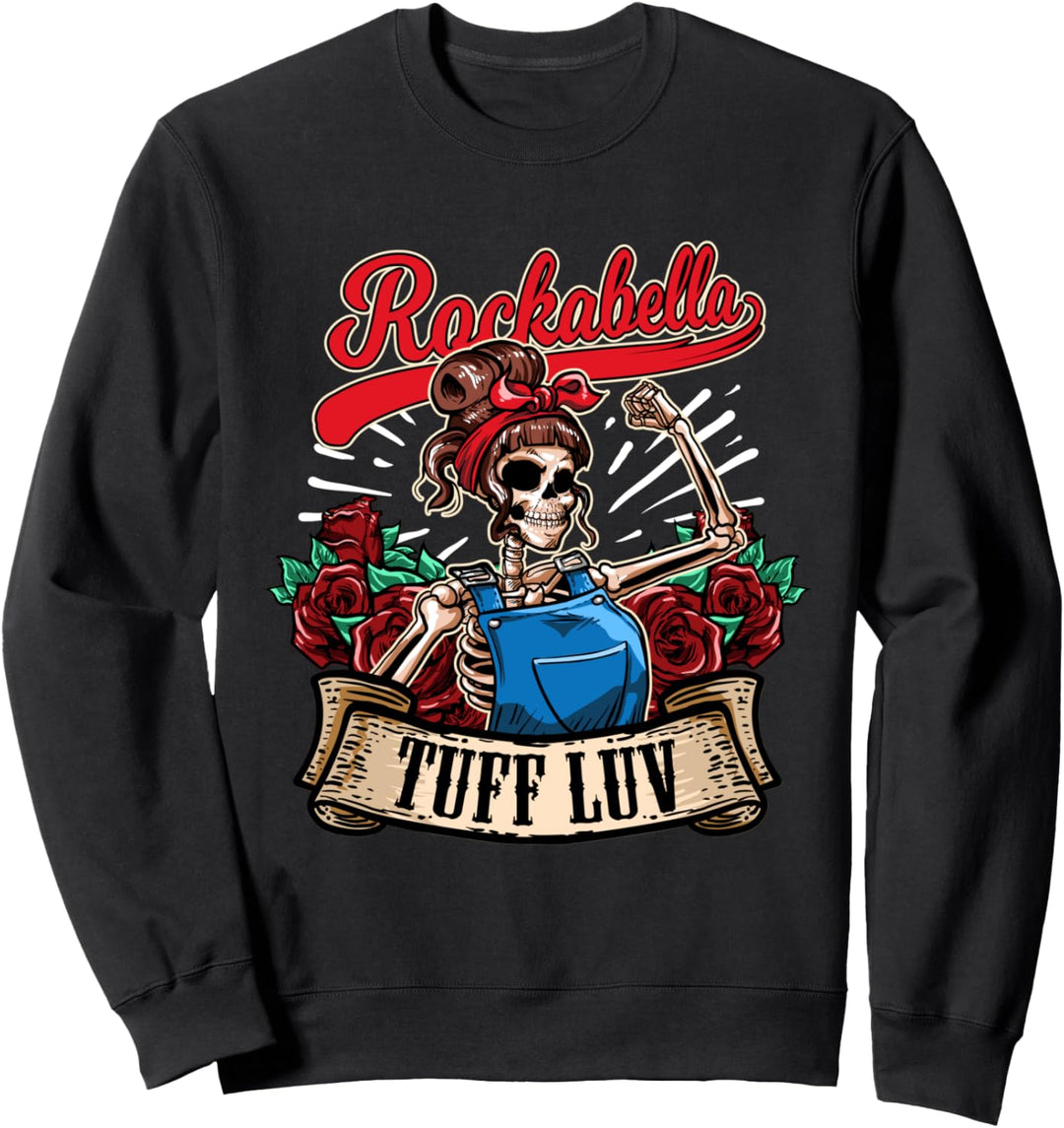 Rockebella Dress Tuff Luv Rockabilly Girl Skull Power Pin-Up Sweatshirt