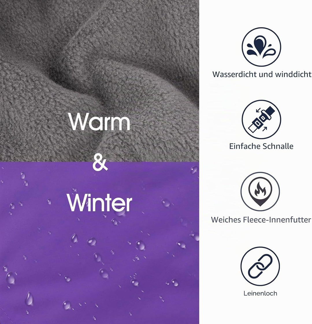 IECOii Hundemantel Winter,Warme Fleece Rollkragen Hundejacke,Wasserdicht Winterjacken Wintermäntel f