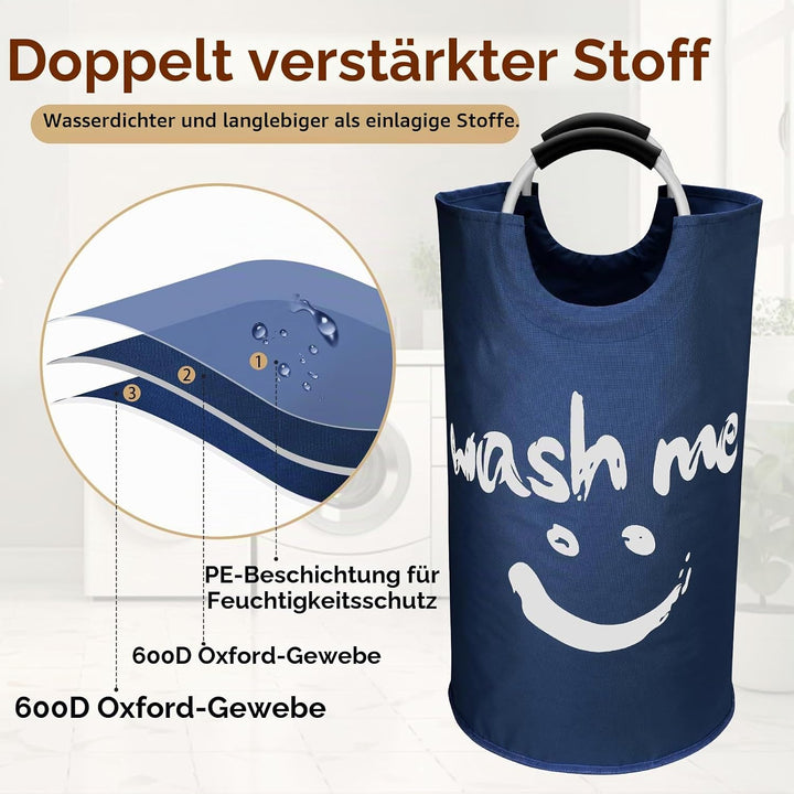 IHOMAGIC 115L Faltbar Wäschekorb, Grosser Wäschesammler Wäschetonne Stoff Wäschesack mit Griffe, Han