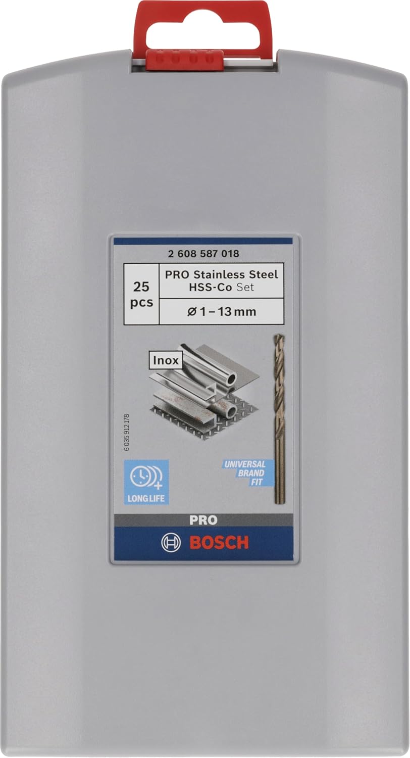 Bosch Professional 25tlg. Metallbohrer-Set HSS-Cobalt ProBox (für Edelstahl, Zubehör Bohrschrauber)