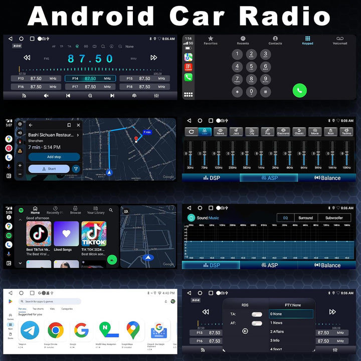 Autoradio für FIAT 500 2007-2015 mit Android Auto und CarPlay Wireless, RDS Car Radio Android Stereo