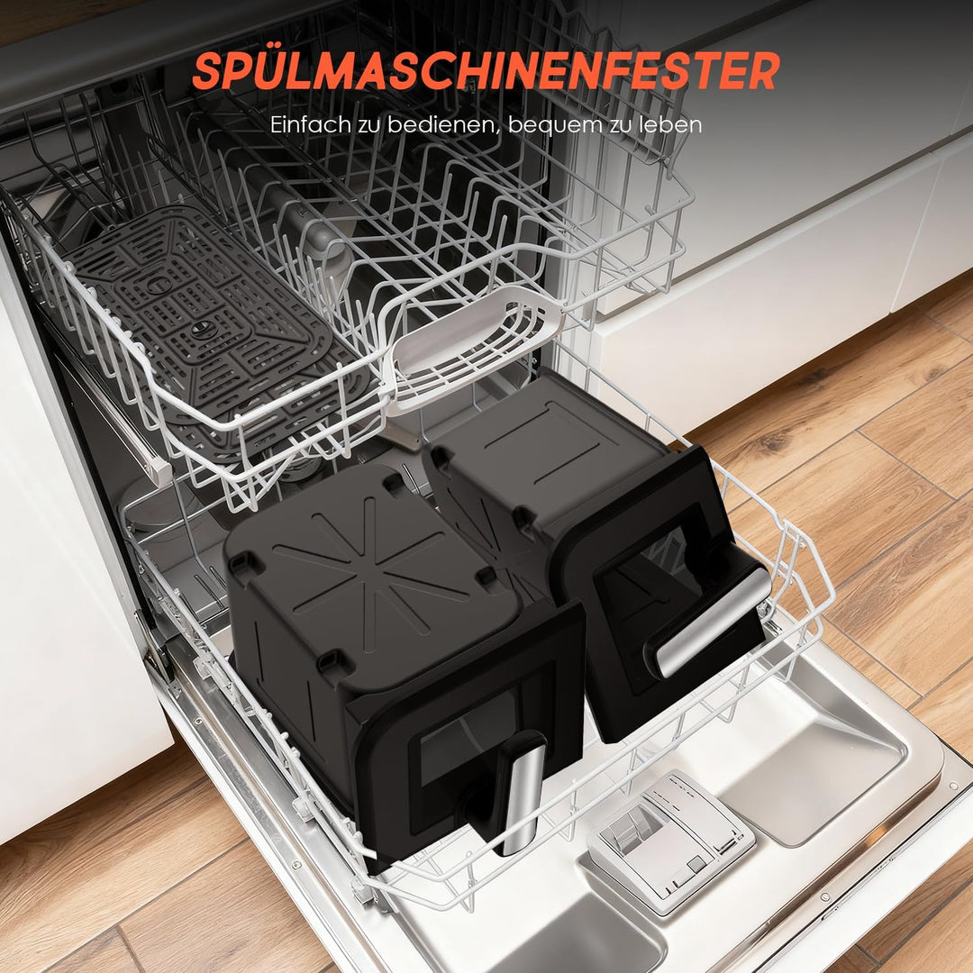 Airfryer,Heissluftfritteuse mit Sichtfenster,Heissluftfritteuse 2 kammern,Match & Synchronisierungsf