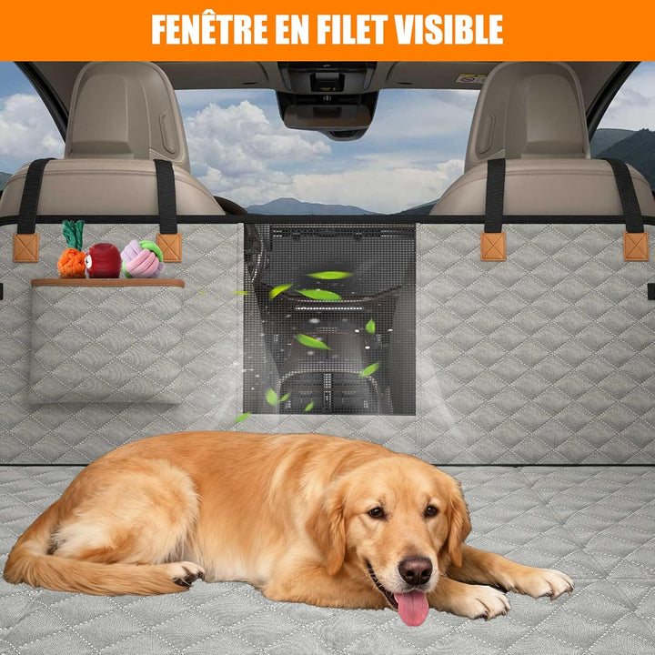 Hundedecke Auto Rückbank[127x62cm],Wasserdicht,Kratzfest mit Hartschale (300 Pfund Traglast),Rücksit