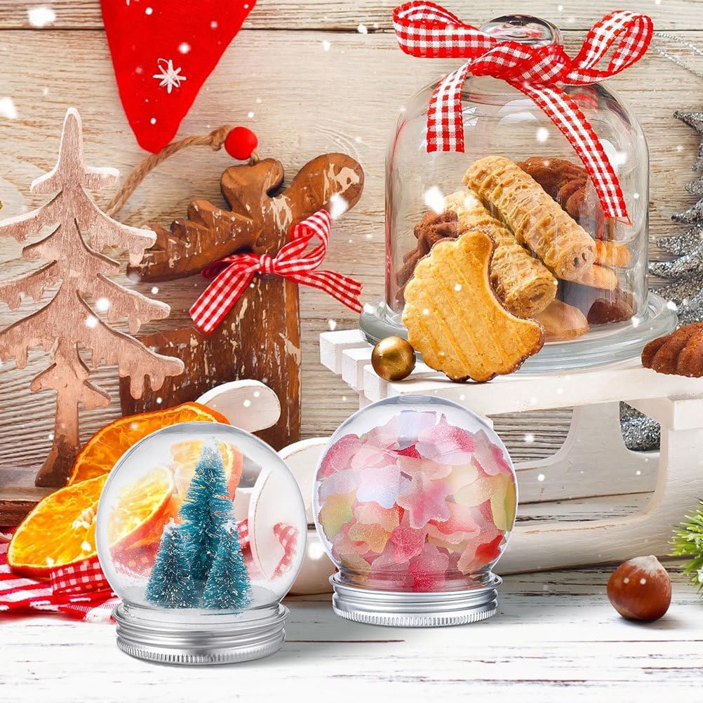 10 Stück Schneekugel Selber Machen: aus Durchsichtigem Kunststoff mit Abschraubbaren Kappen, Befüllb