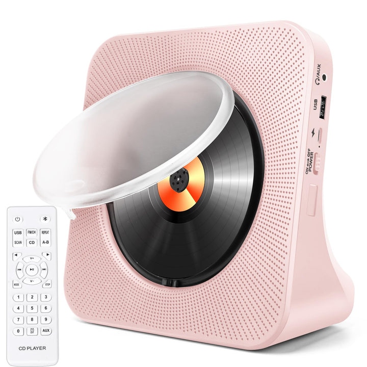 Tragbarer CD-Player für Zuhause, HoneTeek persönlicher CD-Player mit Bluetooth, Lautsprecher, Musik-
