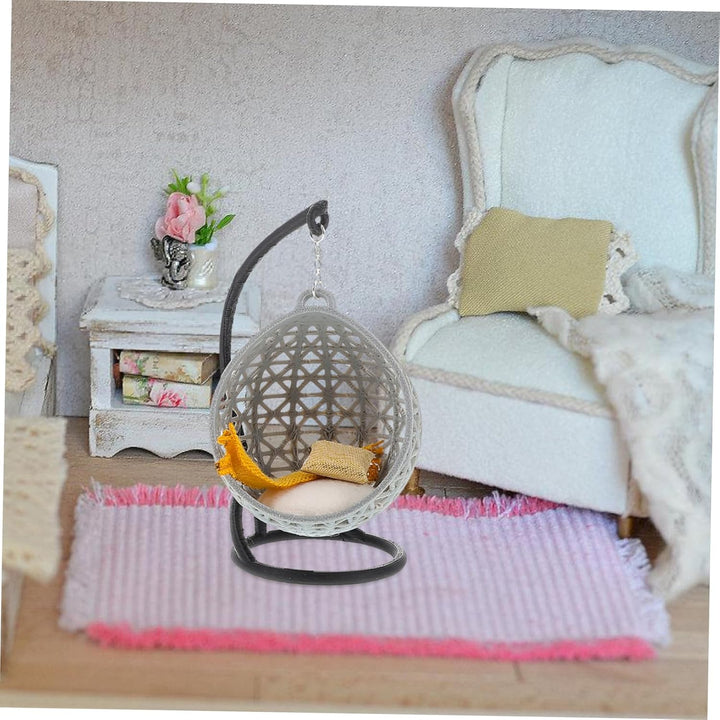 Toyvian Miniatur HäNgesessel Modell, 1:12 Puppenhaus MöBel DIY HäNgender Korb Schaukelstuhl Für Mädc