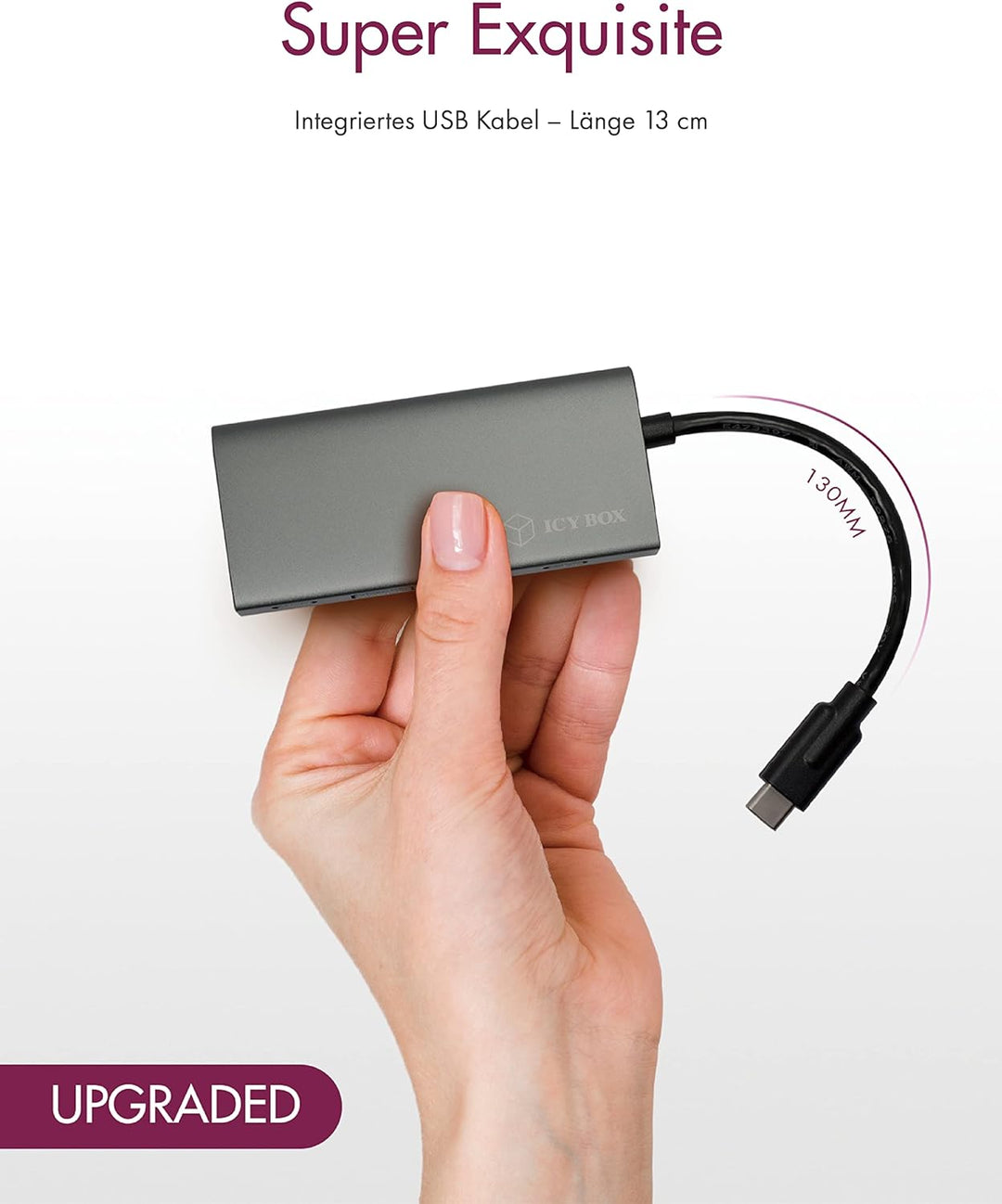 ICY BOX 60709 USB Hub 3.1 Gen 2 mit 4 USB Ports, USB 3.1 Gen2 10 Gbit/s, USB-C Verbindung, Aluminium