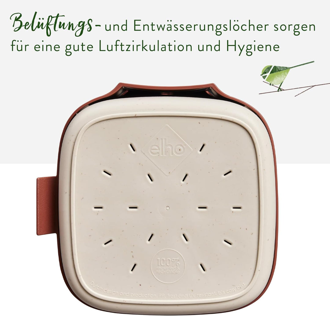 Elho Cosy Bird House 18cm - Vogelhaus - für über 11 Arten - 100% Recyceltem Plastik - L17.6 x B18 x