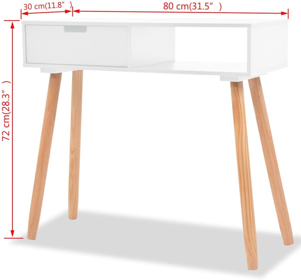 vidaXL Pinienholz Massiv Konsolentisch Tisch Schreibtisch Konsole Ablagetisch Weiss, Wei&#xDF;