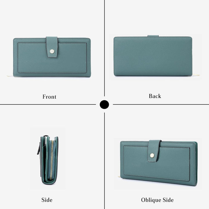 PORRASSO Geldbörse Damen Portemonnaie Leder Geldbeutel Kreditkartenetui Wristlet Bag mit Viele Fäche
