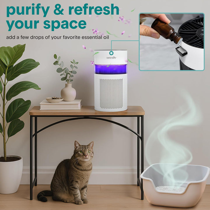 SereneLife Luftreiniger- mit HEPA 13 Filter für Zuhause Schlafzimmer, Luftfilter Allergiker mit Arom