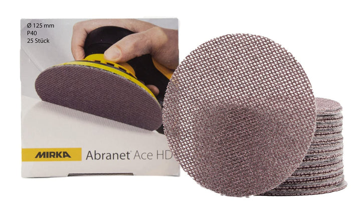 Mirka Abranet Ace HD Netz Schleifscheiben Ø 125mm Klett/Korn P40 / 25 Stk & Abranet Netz-Schleifsche