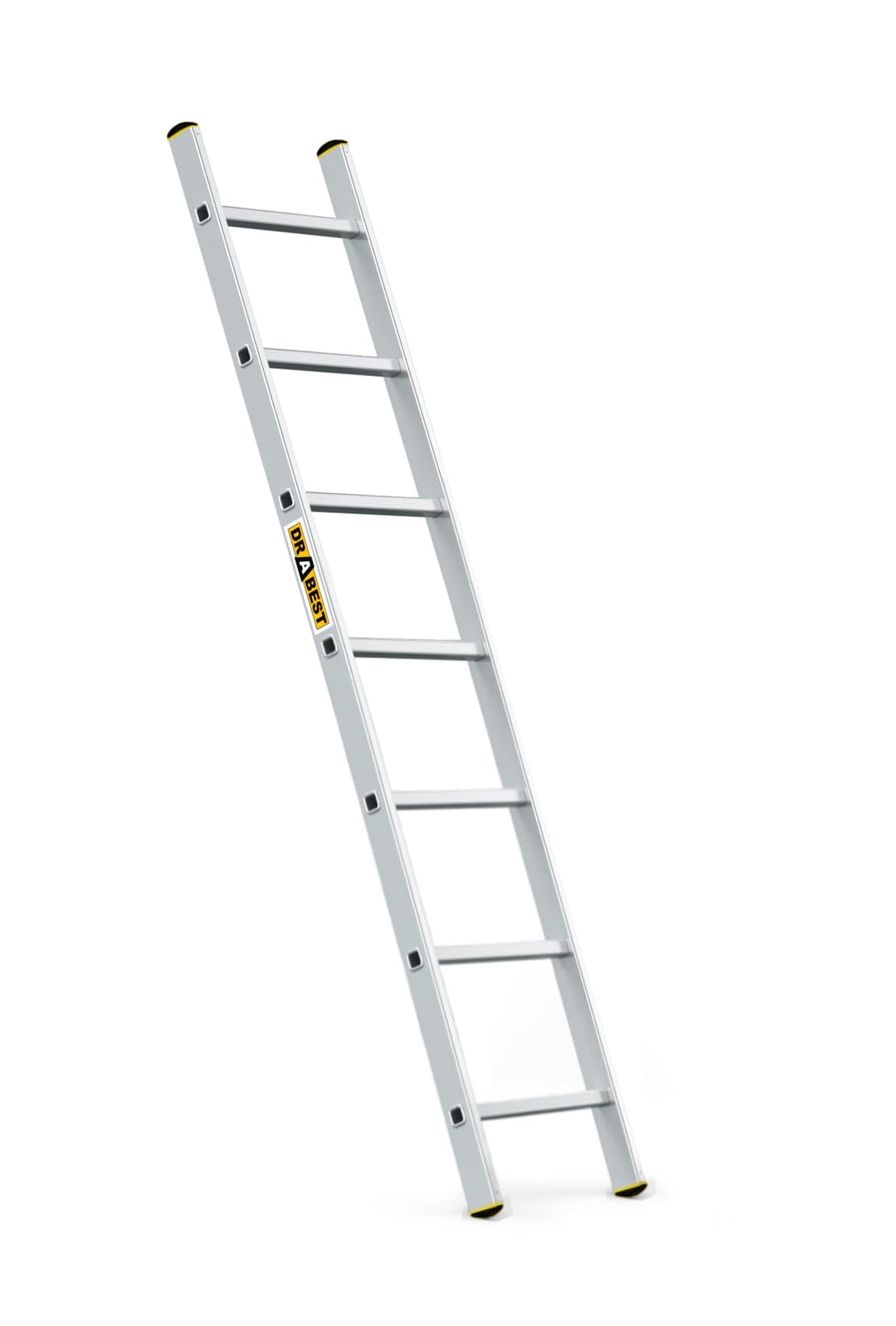DRABEST PRO Serie Anlegeleiter Aluminium-Stufenleiter - 7 Stufen - mit Leiterhaken - Tragfähigkeit 1