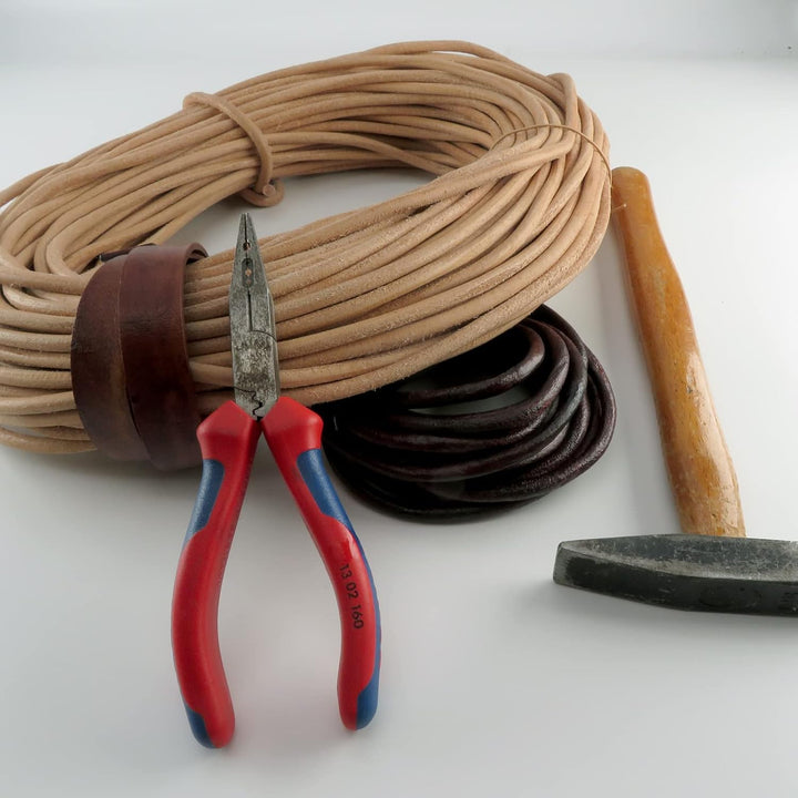 Lederschnur Rund 6 mm. Antik Braun - 5 Meter 5 Meter Antik Braun, 5 Meter Antik Braun