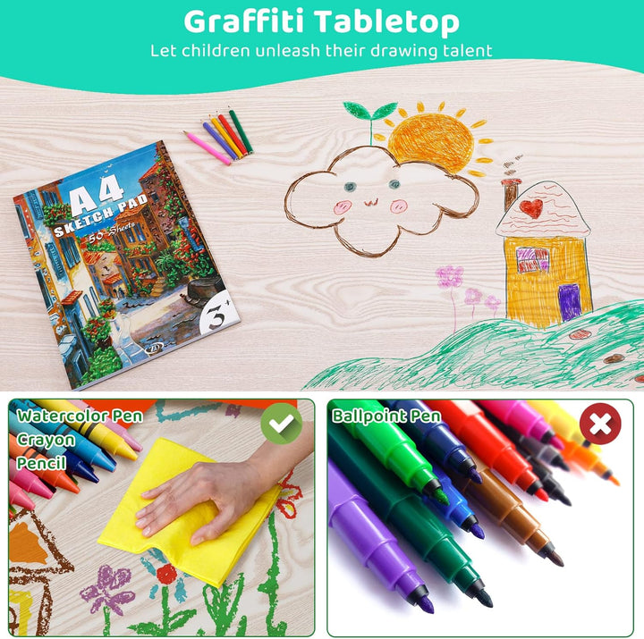 Clevich Kindertisch mit 4 Stühlen, Tisch Stuhl Set Höhenverstellbar,Kindertischgruppe für Kinderzimm
