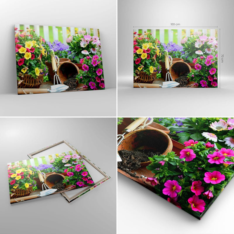 Bilder auf Leinwand 100x70cm Leinwandbild Pflanzen Garten Frühling Natur Gross Wanddeko Bild Schlafz