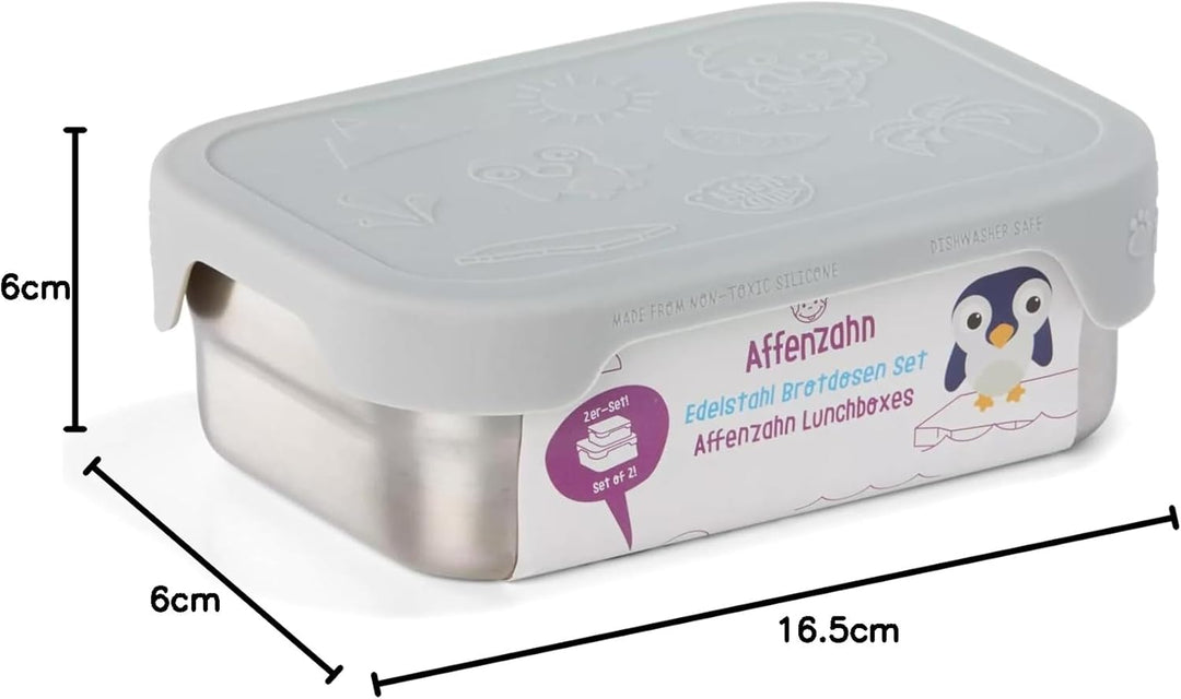 Affenzahn Edelstahl Brotdosen Set inkl. Snack-Box Silikon-Deckel BPA-frei Spülmaschinenfest Koala, K