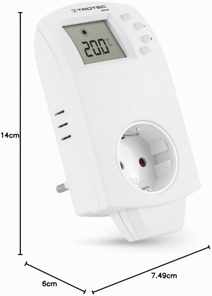 TROTEC Steckerthermostat BN30 Thermoschalter für Infrarotheizung Raumthermostat, 5-30 °C