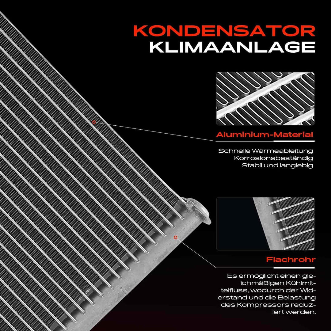 Frankberg Kondensator Klimaanlage Kompatibel mit 2 DY 1.2L-1.6L 2003-2007 Fiesta V 1.2L-2.0L 2001-20