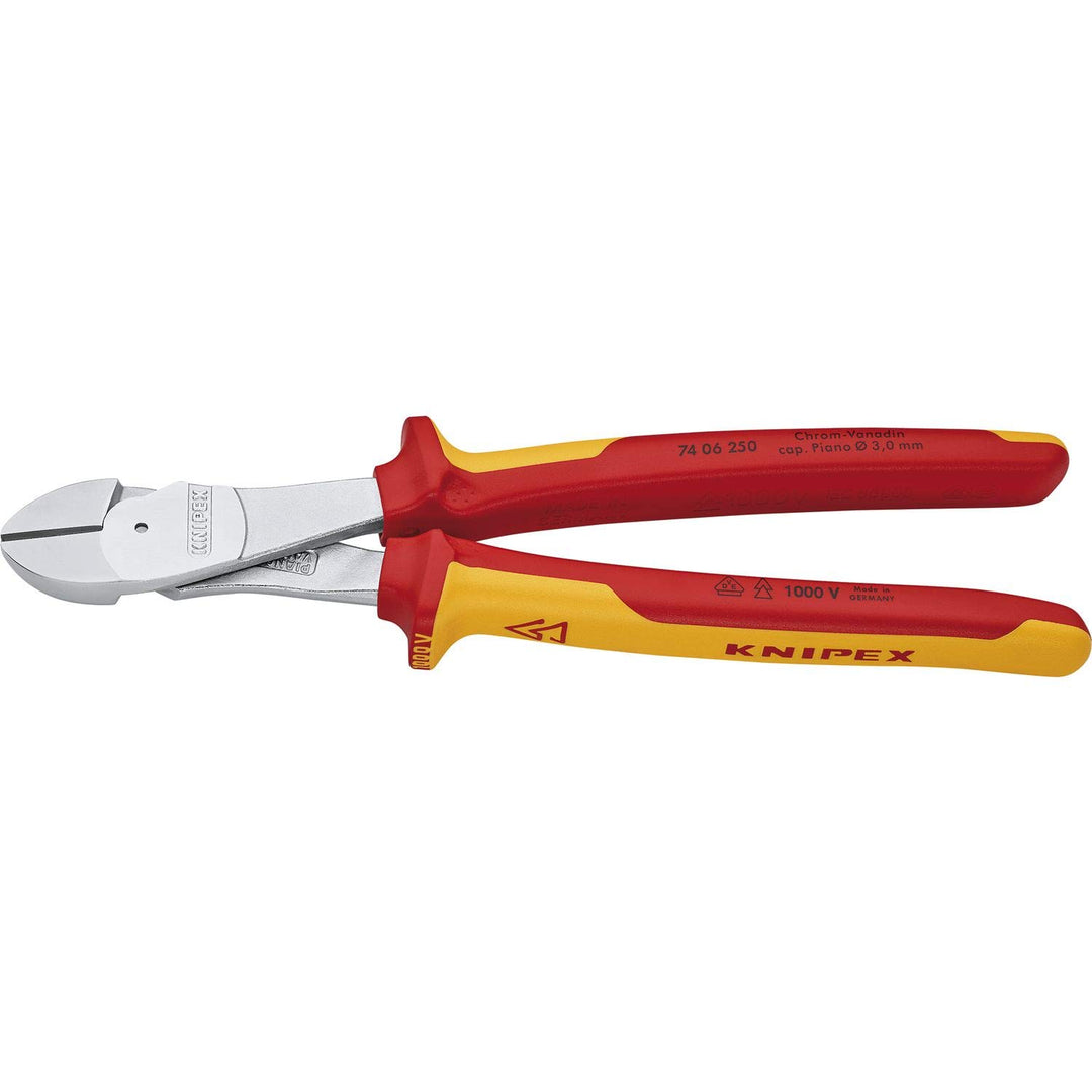 Knipex Kraft-Seitenschneider verchromt, isoliert mit Mehrkomponenten-Hüllen, VDE-geprüft 250 mm 74 0