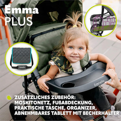 LIONELO Emma Plus Kinderwagen bis zu 15 kg, Kindersportwagen, leicht modern klein Buggy mit Liegepos