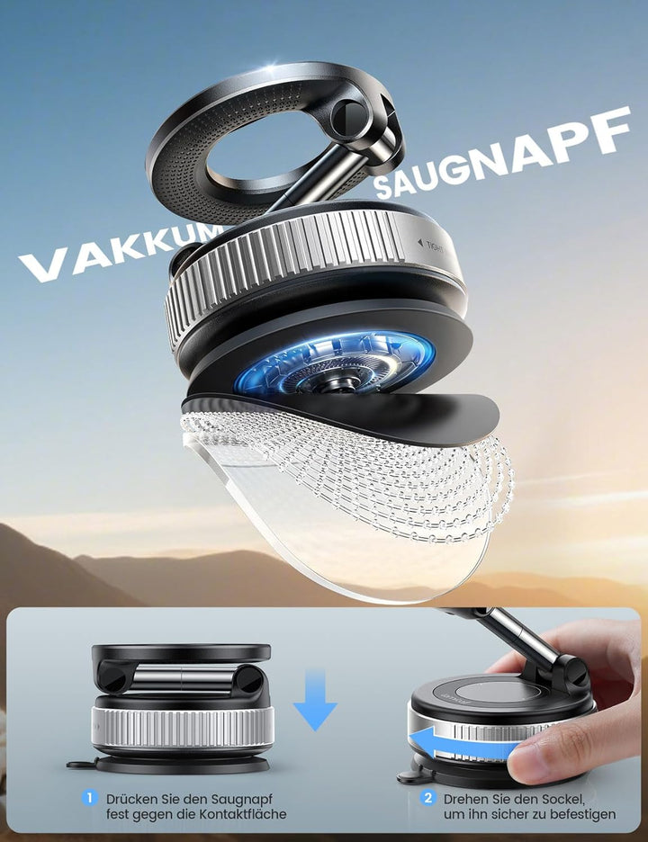 Lamicall Magnetische Handyhalterung Auto für Magsafe Autohalterung - [Vakuum Saugnapf & 24X Magnet]