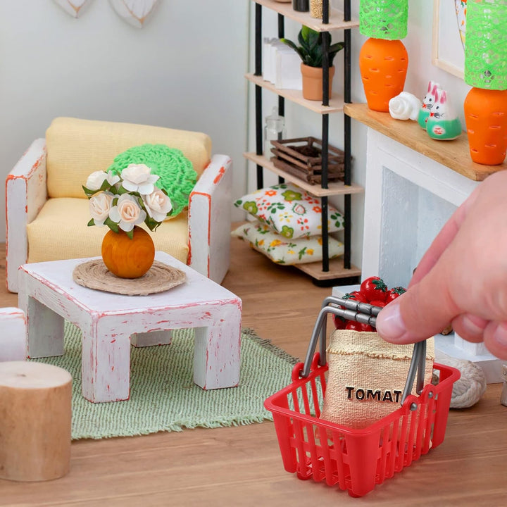 Toyvian Mini Einkaufskorb Set, 10Stück Supermarktwagen Winzige Einkaufskörbe Kunststoff Supermarktkö