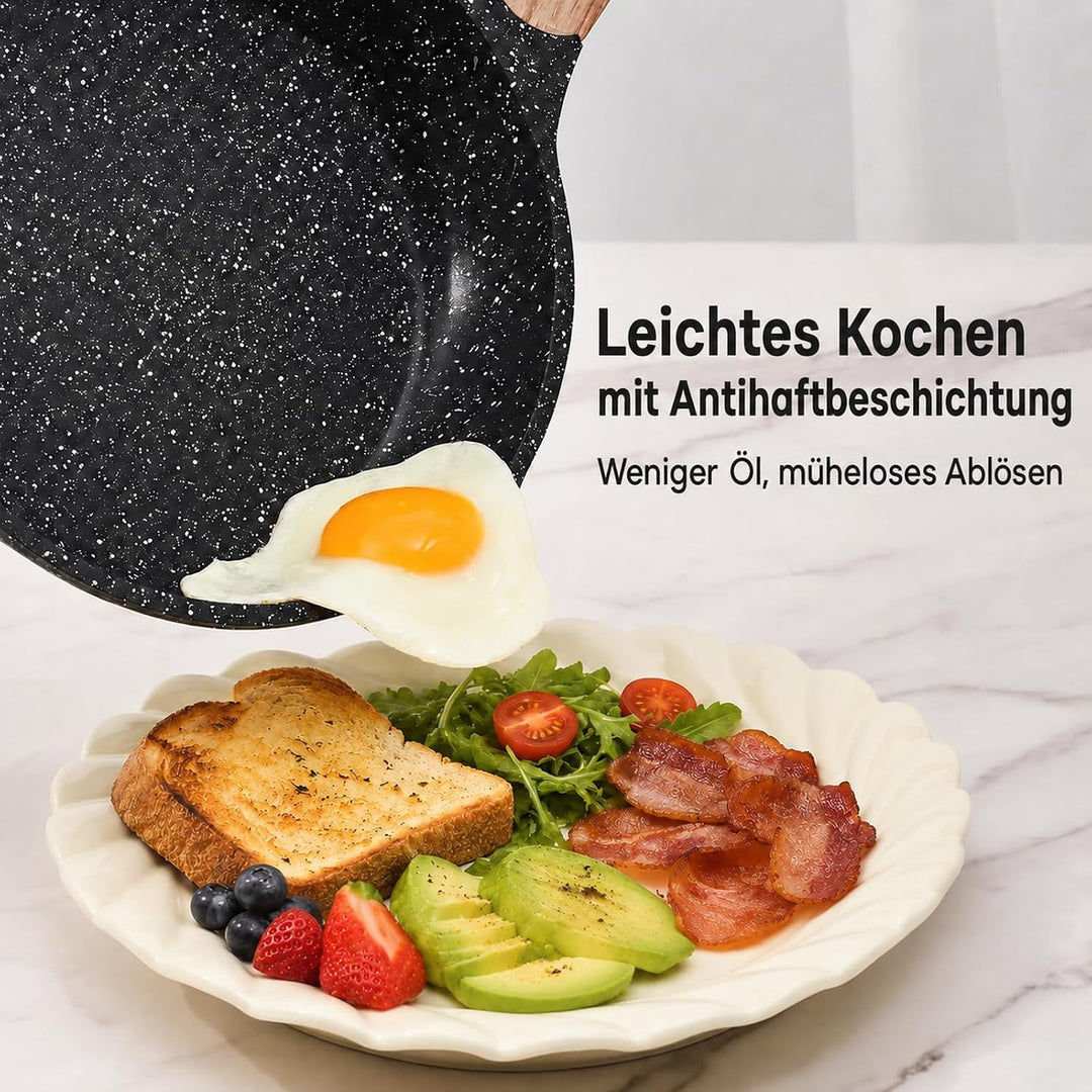 JEETEE Aluminium Bratpfanne 20 cm, Pfanne mit Antihaft-Beschichtung, Induktion Gas, gross robust & l