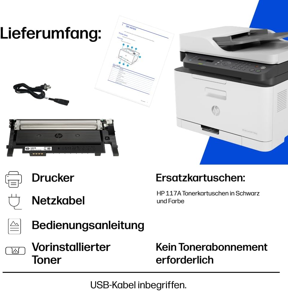 HP Color Laser 179fwg Multifunktions-Farblaserdrucker (Drucker, Scanner, Kopierer, Fax, WLAN, Airpri