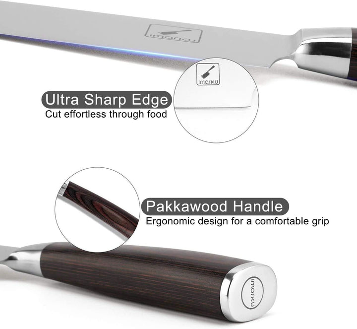 Kochmesser-imarku 20cm Profi Küchenmesser Chef Messer Allzweckmesser aus Carbon-Edelstahl, Ultrascha