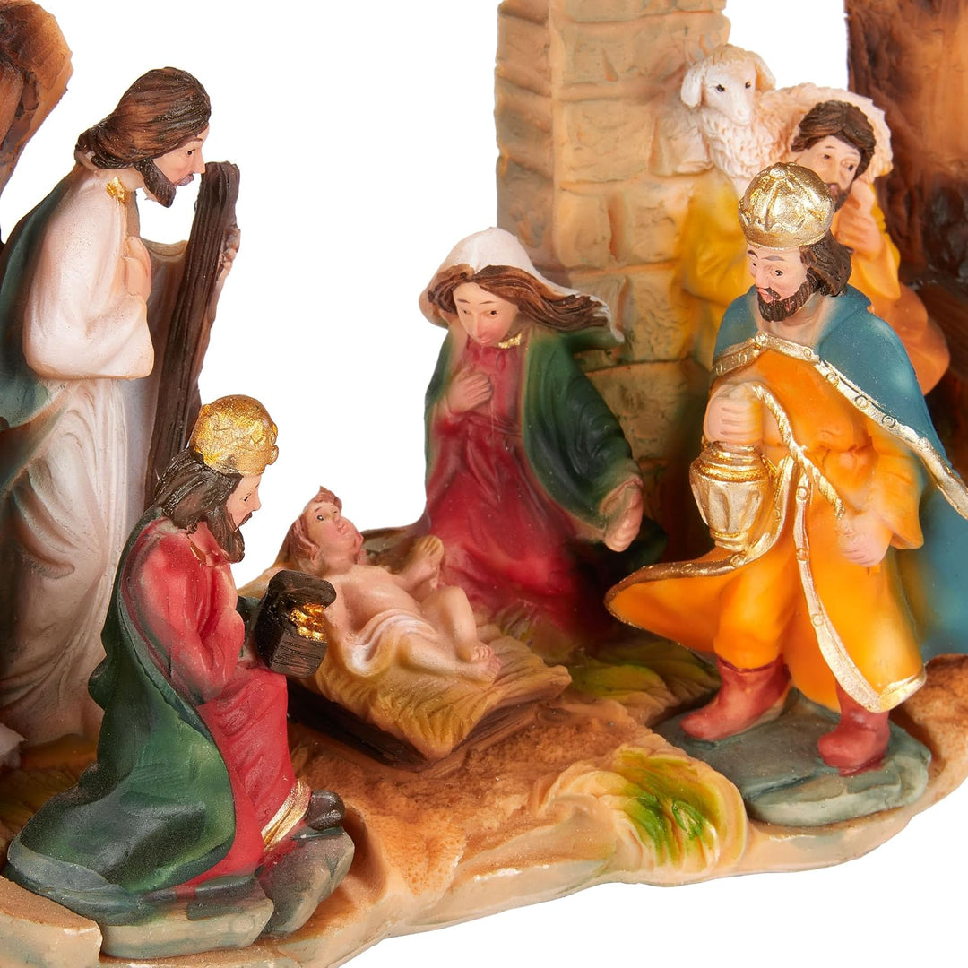 BRUBAKER Weihnachtskrippe - Jesus, Maria, Josef und die Könige im Krippenstall - 22 cm Tischkrippe W