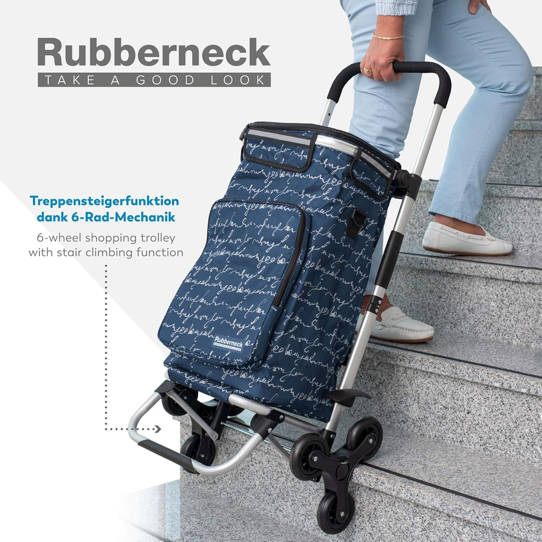 Rubberneck Einkaufstrolley - Klappbarer Einkaufswagen - Kühlfach - Höhenverstellbarer Griff - Blau,