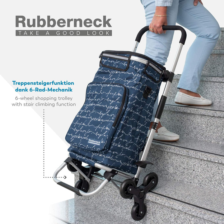 Rubberneck Einkaufstrolley - Klappbarer Einkaufswagen - Kühlfach - Höhenverstellbarer Griff - Blau,